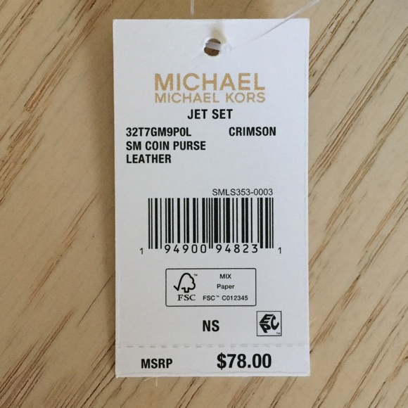 Michael Kors Crimson Leather Coin Purse Wristlet - Picture 8 of 8